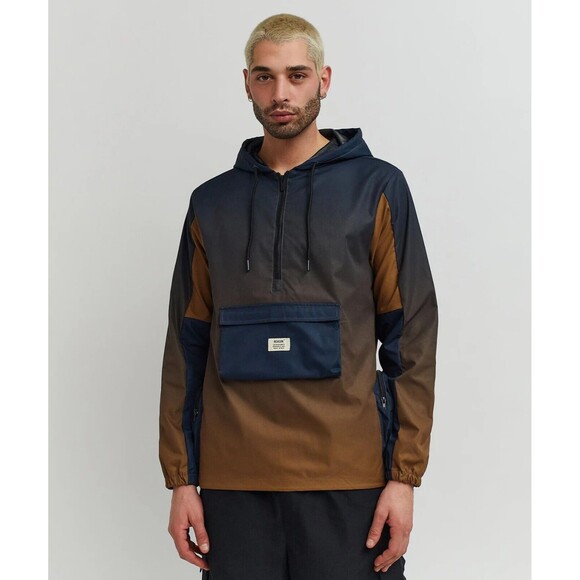 Reason Men’s Navy Brown Gradient ¼ Zip Utility Anorak Hooded Jacket Size L - Picture 3 of 8